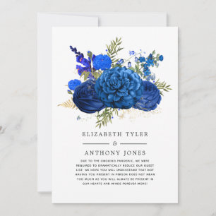 Anuncio Invitado de Boda Floral Azul Real y Dorado Reducid