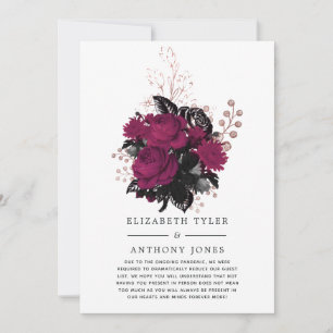 Anuncio Invitado de Boda Floral con Marsala y Oro Rosa Red