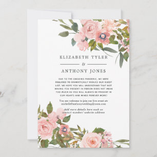 Anuncio Invitado de Boda Reducido Floral Rosa y Dorado
