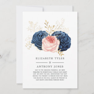 Anuncio Invitado de boda reducido floral rosa y oro y azul
