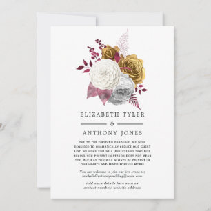 Anuncio Invitados de boda floral blanco, borgoña y dorado