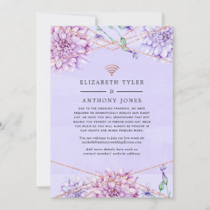 Anuncio Invitados de boda floral de lavanda y oro rosa