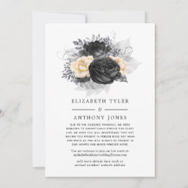 Anuncio Invitados de boda florales vintage de abeja en neg