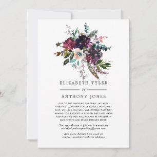 Anuncio Invitados de Boda Reducida Floral Violeta Bordo