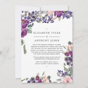 Anuncio Invitados de Boda Reducidos con Floral Violeta y C