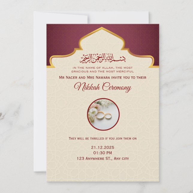 Anuncio Islamic wedding invitation (Anverso)