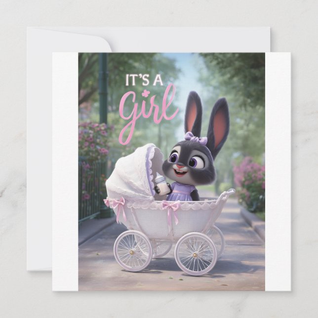Anuncio It’s a Girl: Baby Bunny in Pink Lace Stroller (Anverso)
