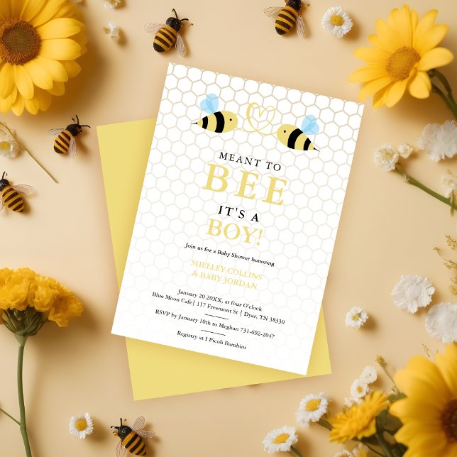 Anuncio It's a Boy Meant To Bee Quote Funny 2 Bees In Love (It's a Boy Meant To Bee Quote Funny 2 Bees In Love Announcement Card)