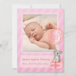 Anuncio It's a girl photo newborn baby announcement card