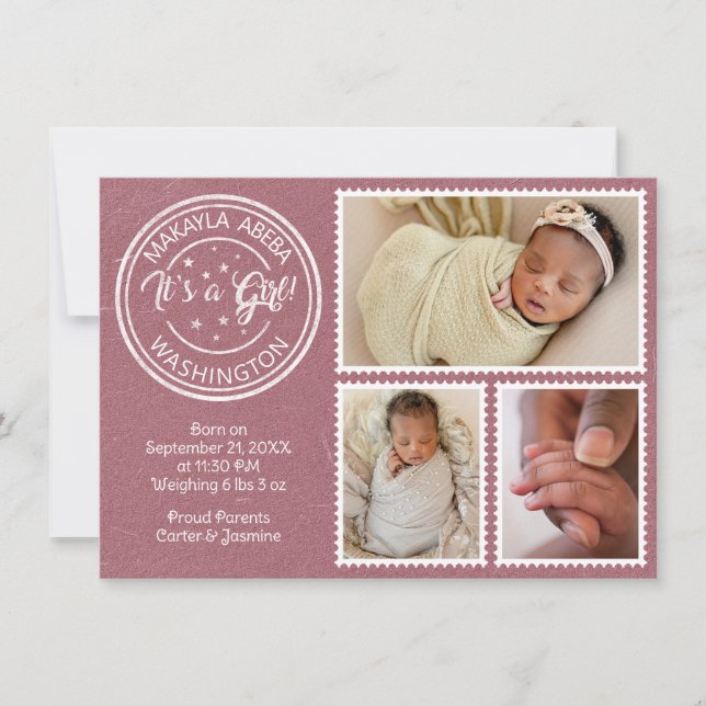 Anuncio It's a Girl! Postage Stamps (Anverso)