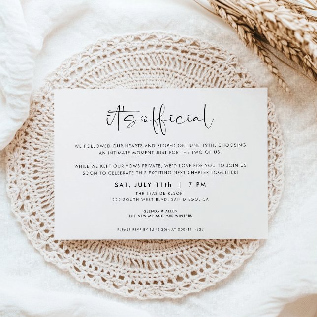 Anuncio It's Official Wedding Elopement Invitation (Subido por el creador)
