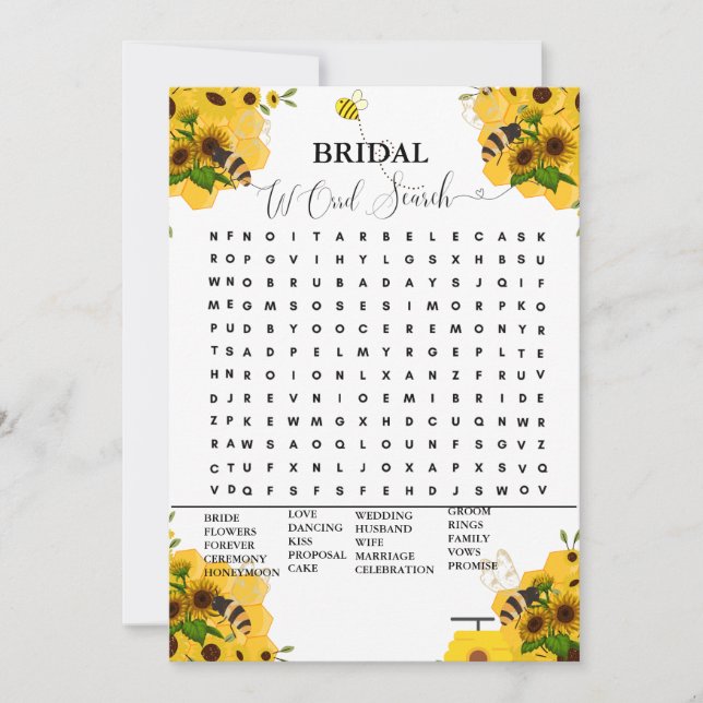 Anuncio juego de ducha de novia moderno juego de búsqueda  (Anverso)