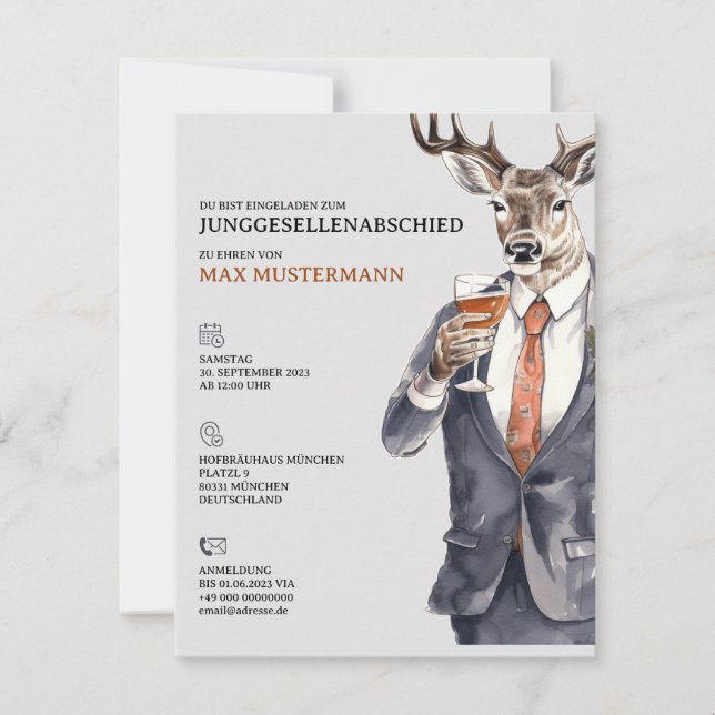 Anuncio Junggesellenabschied Einladung Männer Vorlage (Anverso)