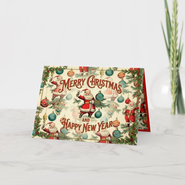 Anuncio Kitschy Santa and Ornaments Wrapping Paper (Anverso)