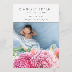 Anuncio La acuarela rosada florece nacimiento de la niña