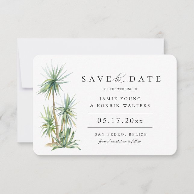 Anuncio La Palm Rustic Beach Island Save The Date (Anverso)