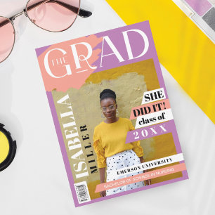 Anuncio La portada de la revista Grad Fun Trendy Graduate