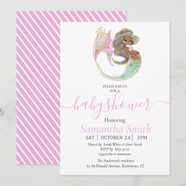 Anuncio La Sirenita Futura Mamá Baby Shower. Bajo El Mar. (Anverso / Reverso)