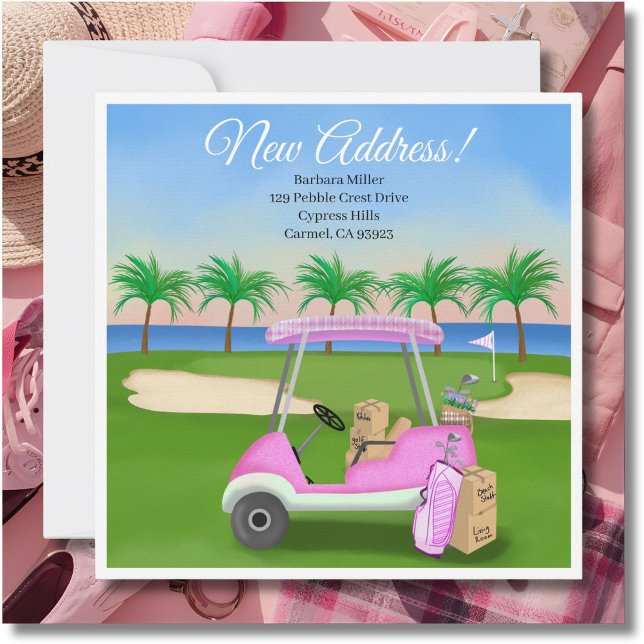 Anuncio Ladies Pink Golf Cart Moving Boxes Beach Golf  (Subido por el creador)