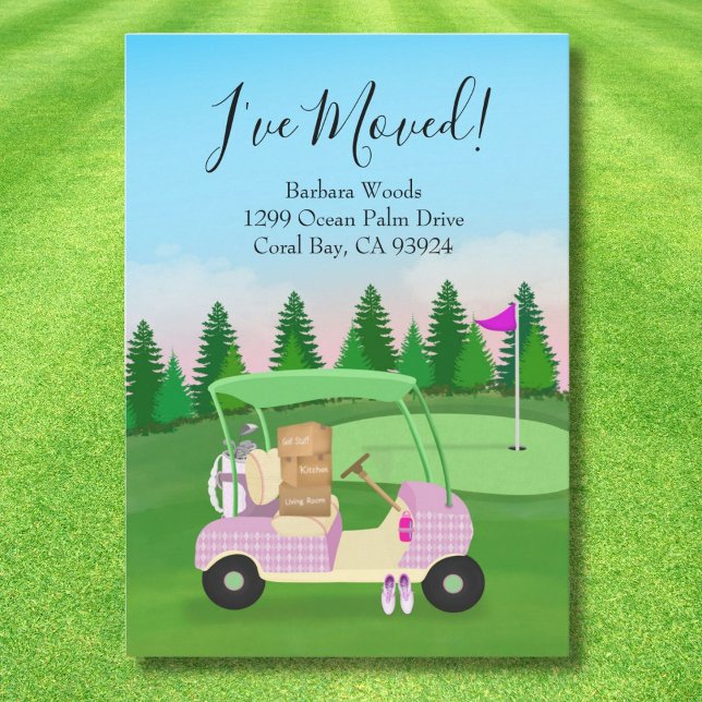 Anuncio Ladies Pink Golf Cart Moving Boxes Golf Course  (Subido por el creador)