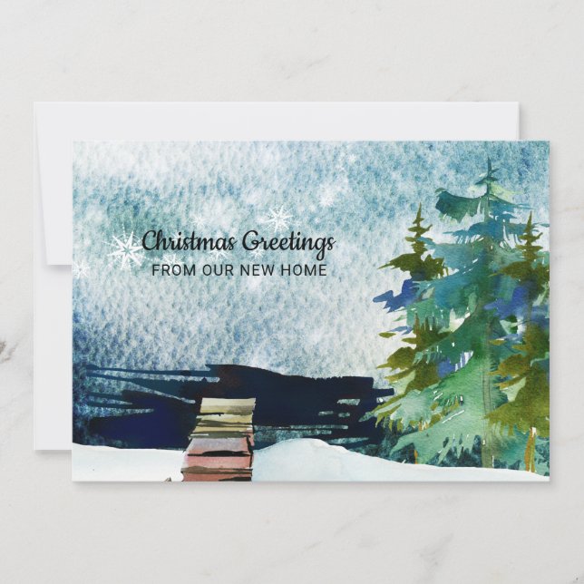 Anuncio Lakefront Pine Trees Snowy Sky Nueva dirección (Anverso)