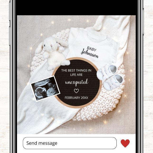 Anuncio Las Mejores Cosas Son Un Embarazo Fotográfico Ines (best things are unexpected cute photo pregnancy announcement card for social media ultrasound)