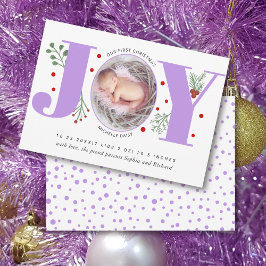 Anuncio Lavender Joy Primera foto de Navidad nacimiento de