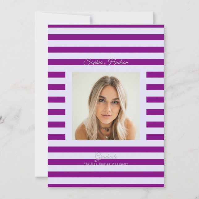 Anuncio Lavender Purple Prep High School Photo Grad Cards (Anverso)