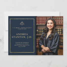 Anuncio Law School Graduation Gold Frame Photo Modern Navy
