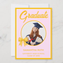Anuncio Lazo de gingham amarillo Foto Graduación