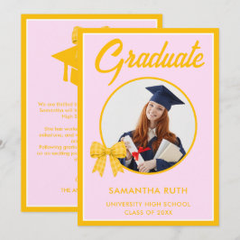 Anuncio Lazo de gingham amarillo Foto Graduación