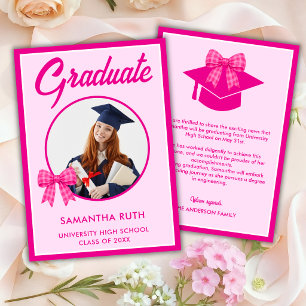 Anuncio Lazo de gingham rosa intenso Foto Graduación