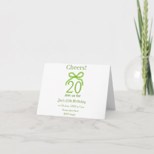 Anuncio lazo verde cumpleaños 20 acuarela nombre negrita r