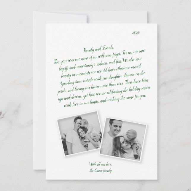 Anuncio Letra Green Script Coronavirus Holiday Card (Anverso)