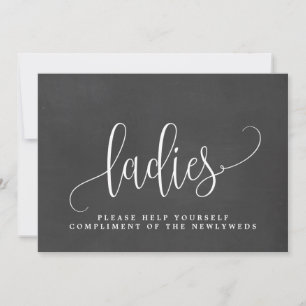 Anuncio Letrero de Baño para Boda de Damas - Caligrafía En