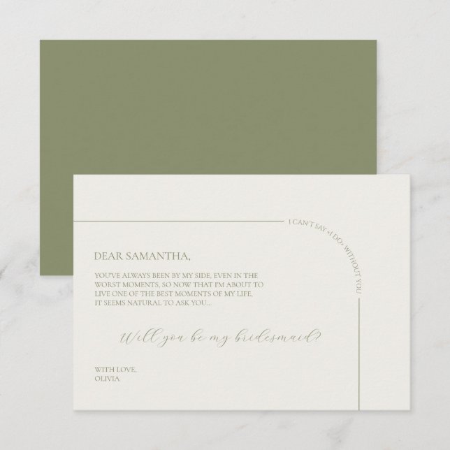 Anuncio Linen Arch Minimalist Bridesmaid Proposal Card (Anverso / Reverso)