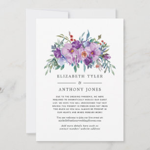 Anuncio Lista de invitados de boda reducida con flores púr