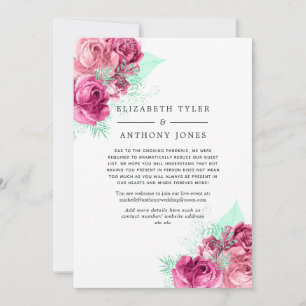 Anuncio Lista de invitados de boda reducida floral rosa y