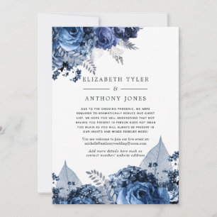 Anuncio Lista de invitados de boda reducida Navy, Blanco y