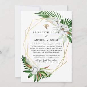 Anuncio Lista de invitados para boda virtual tropical geom