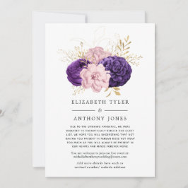 Anuncio Lista de invitados reducida de Boda de flores rosa