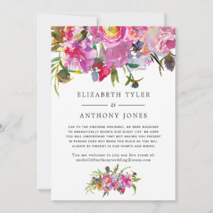 Anuncio Lista de invitados reducida para boda floral rosa