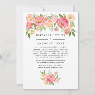 Anuncio Lista de invitados reducida para boda floral rosa