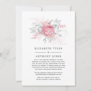 Anuncio Lista de invitados reducidos de floral rosa, plate