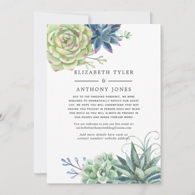 Anuncio Lista reducida de invitados Bodas Cactus Succulent (Anverso)