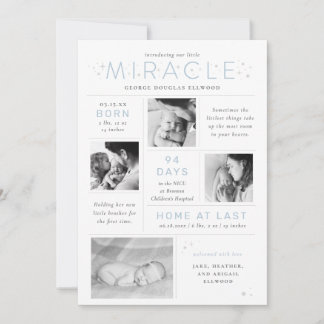 Anuncio Little Miracle Preemie NICU nacimiento infográfico