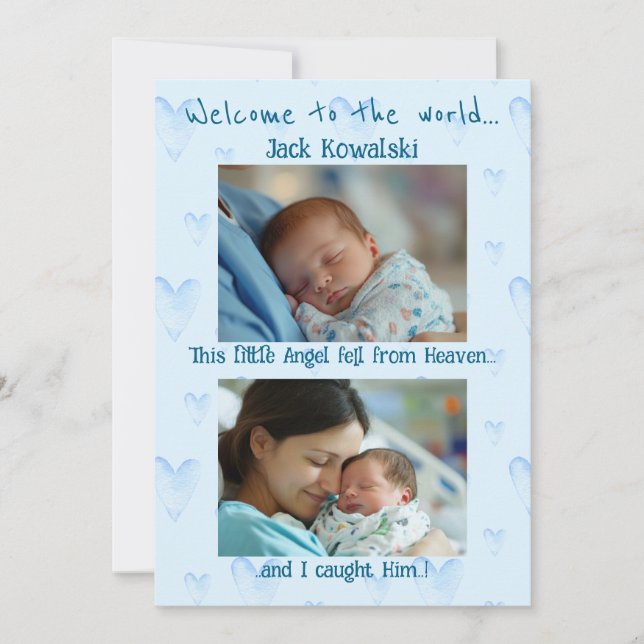 Anuncio Llegada de nuevo bebé varón (Anverso)