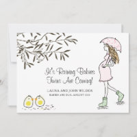 Llueve a bebés, mamá de paraguas rosadas.