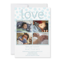 Love Blue Polka Dot 4 Photo Baby Adopción