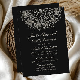 Anuncio Mandala Indio Boho Negro Recién Casados Boda